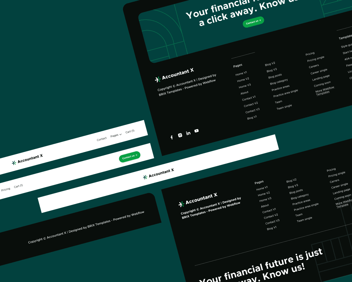 Accountant X - 3 Headrs And Footers - Accountant Modern Website Template