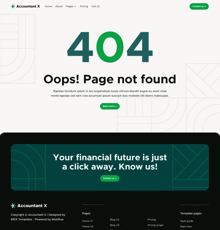 Accountant X - 404 Not Fount Utility Page - Accountant Modern Website Template