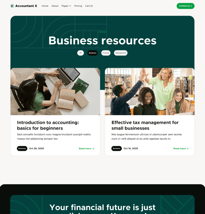 Accountant X - Blog Category Main Page - Accountant Modern Website Template