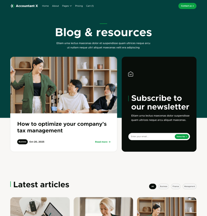 Accountant X - Blog V1 Main Page - Accountant Modern Website Template