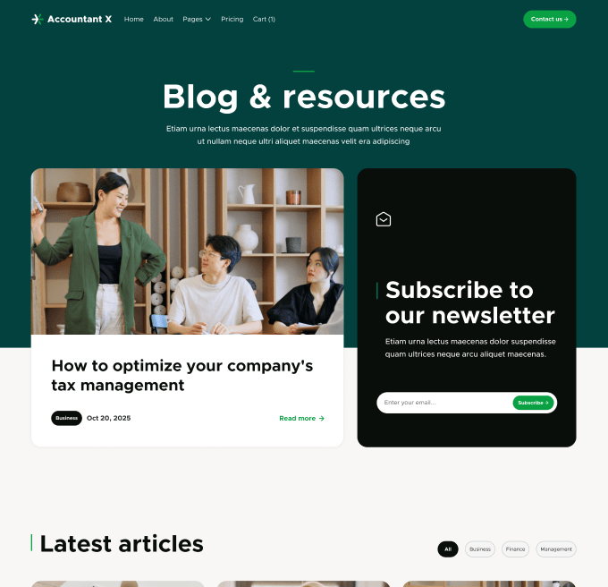 Accountant X - Blog V1 Page - Accountant Modern Website Template