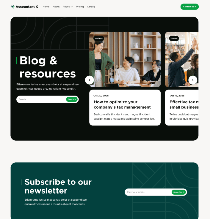 Accountant X - Blog V2 Main Page - Accountant Modern Website Template