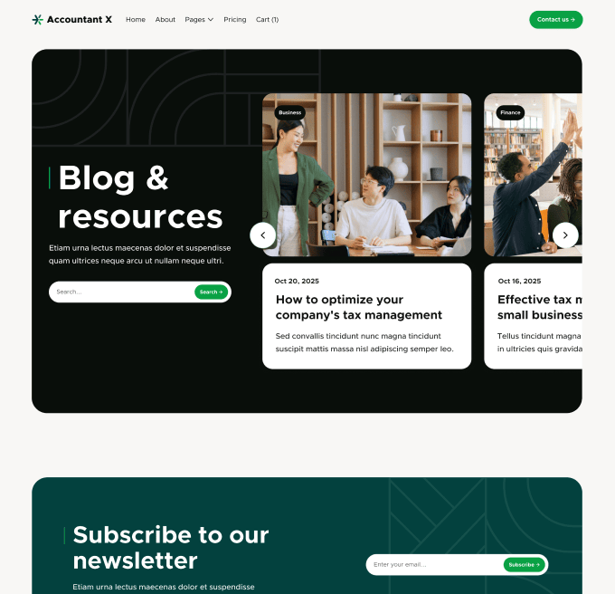 Accountant X - Blog V2 Page - Accountant Modern Website Template