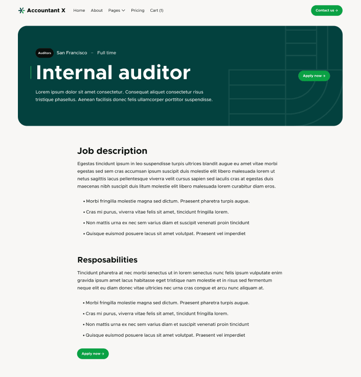 Accountant X - Careers Single Main Page - Accountant Modern Website Template
