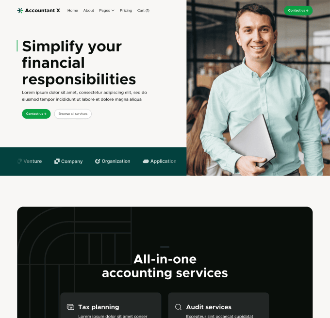 Accountant X - Hover V3 Page - Accountant Modern Website Template