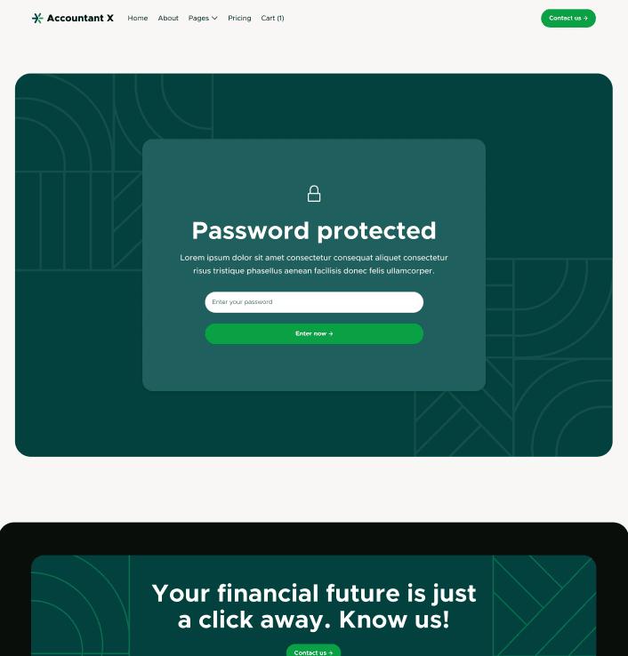 Accountant X - Password Protected Utility Page - Accountant Modern Website Template