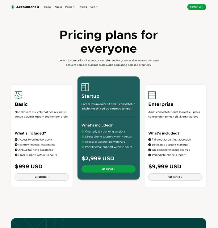 Accountant X - Pricing Main Page - Accountant Modern Website Template