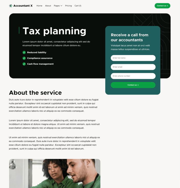 Accountant X - Service Single Main Page - Accountant Modern Website Template