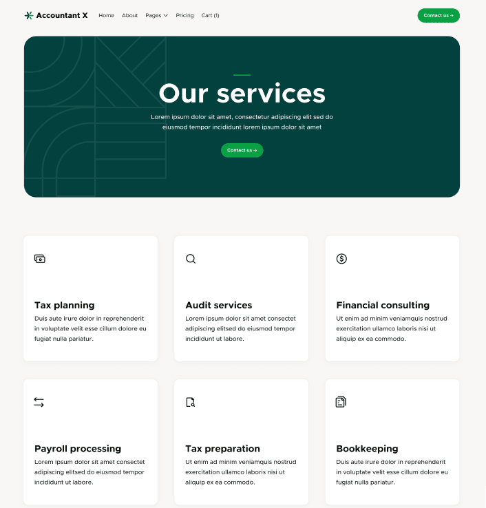Accountant X - Service V2 Main Page - Accountant Modern Website Template