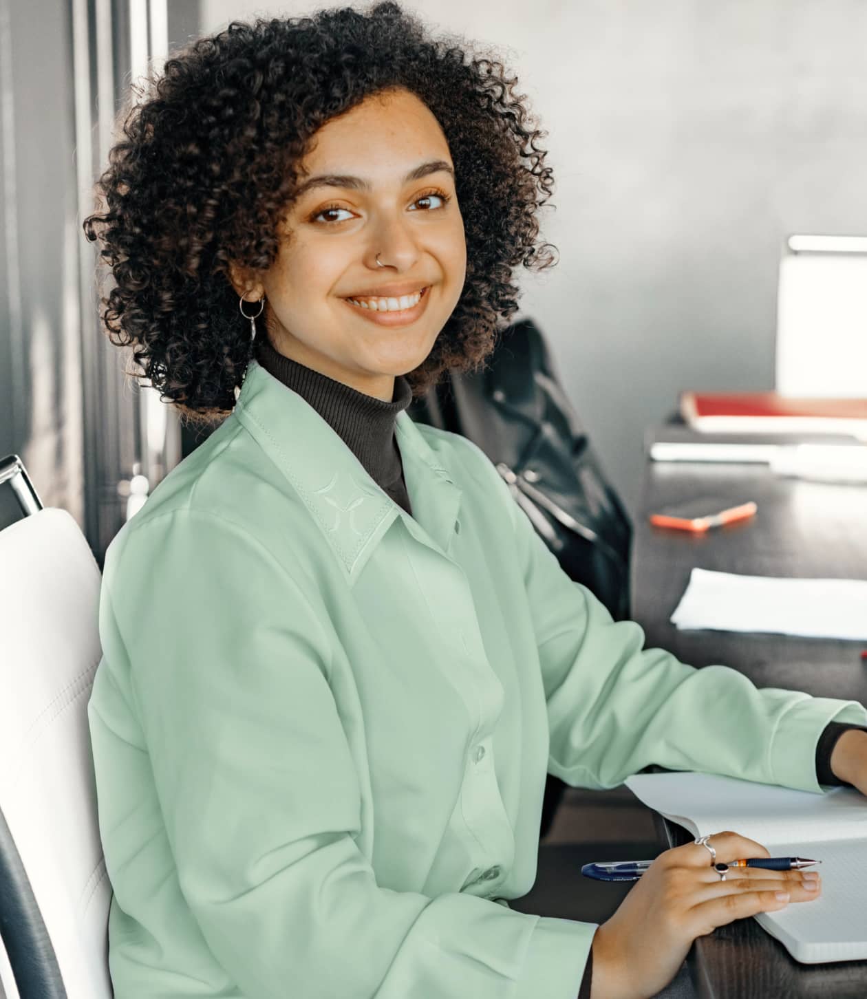 Woman At Work Smiling - Accountant X Modern Website Template